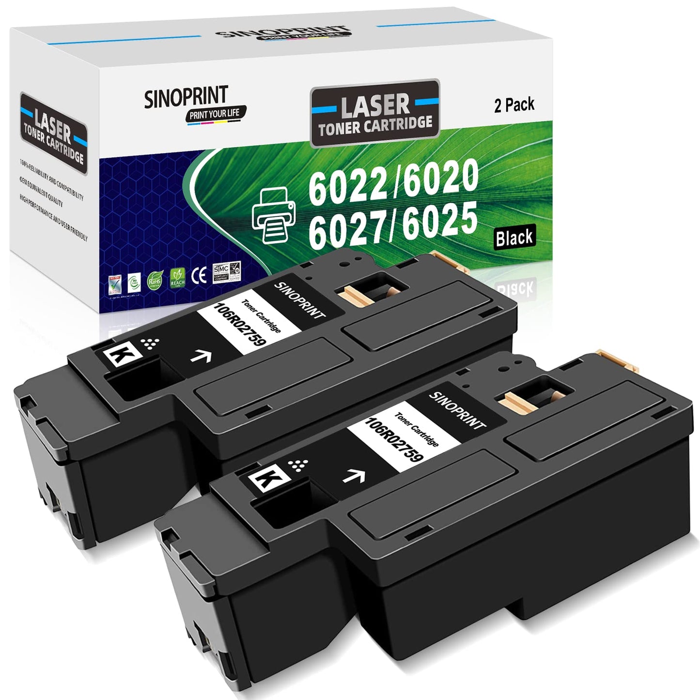 SINOPRINT Phaser 6022, Compatible 6020 Toner Cartridge Replacement for Xerox WorkCentre 6027 6025 Phaser 6020 6022 Printer, High Yield 2,000 Pages