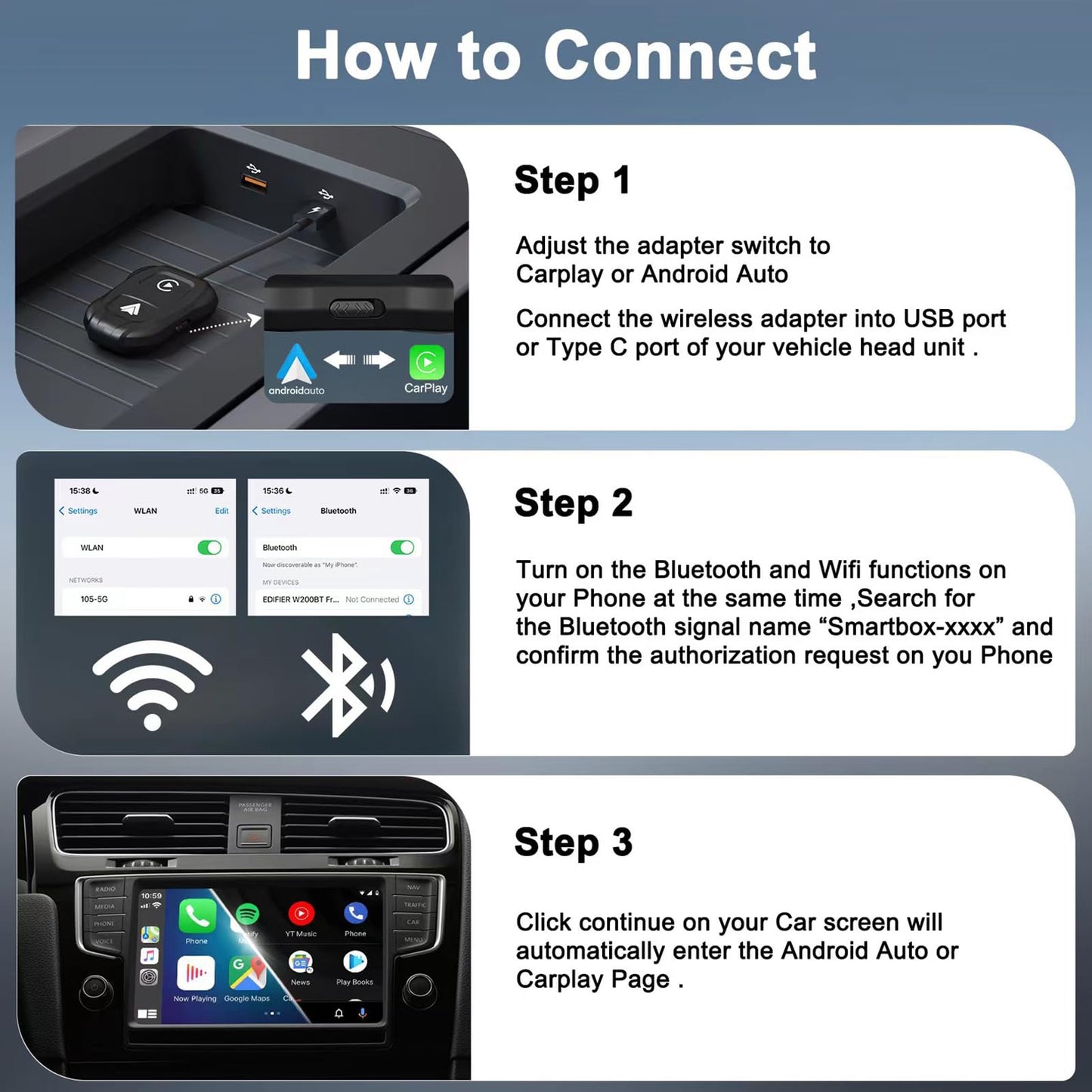 USB WiFi Adapter, Seamless Blue Tooth Connection, Wireless Dual System Internet Adapter for Laptops, Desktops, Smart TVs and Car Auto Systems