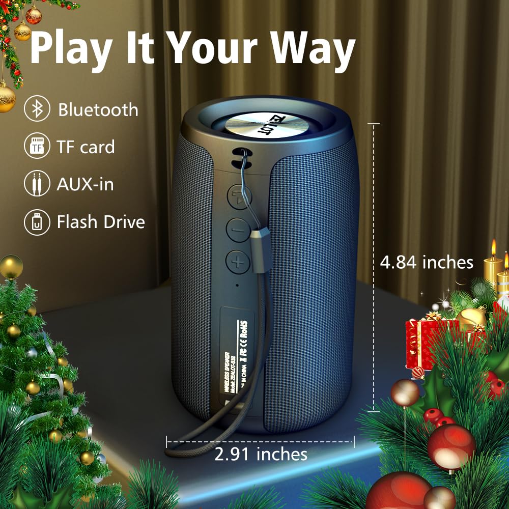 ZEALOT Portable Bluetooth Speakers, Wireless Speaker, S32 Samll Outdoor Speaker, Waterproof IPX5, Stereo Pairing/Bass/USB/MIC/TF Card/AUX for Home