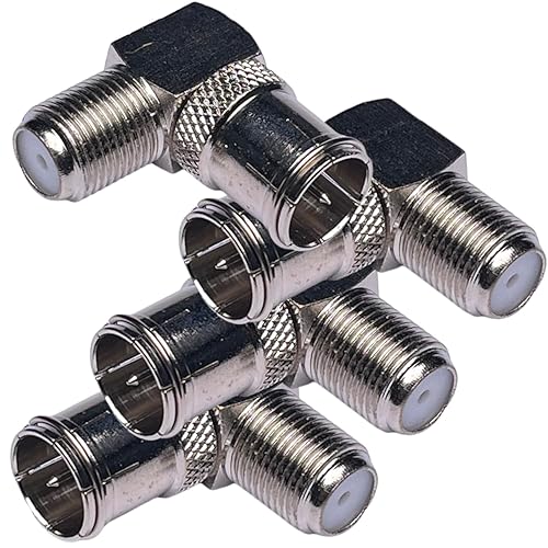 CESS Right Angle Coax Quick Adapter F-Jack Push-On Male Female, 4 Pack