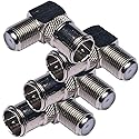 CESS Right Angle Coax Quick Adapter F-Jack Push-On Male Female, 4 Pack
