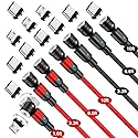 Bojianxin 540 Rotation Magnetic Charging Cable (7-Pack, 1.6ft/3.3ft/3.3ft/6.6ft/6.6ft/10ft/10ft) - 3 in 1 Magnetic Phone Charger Compatible with Micro