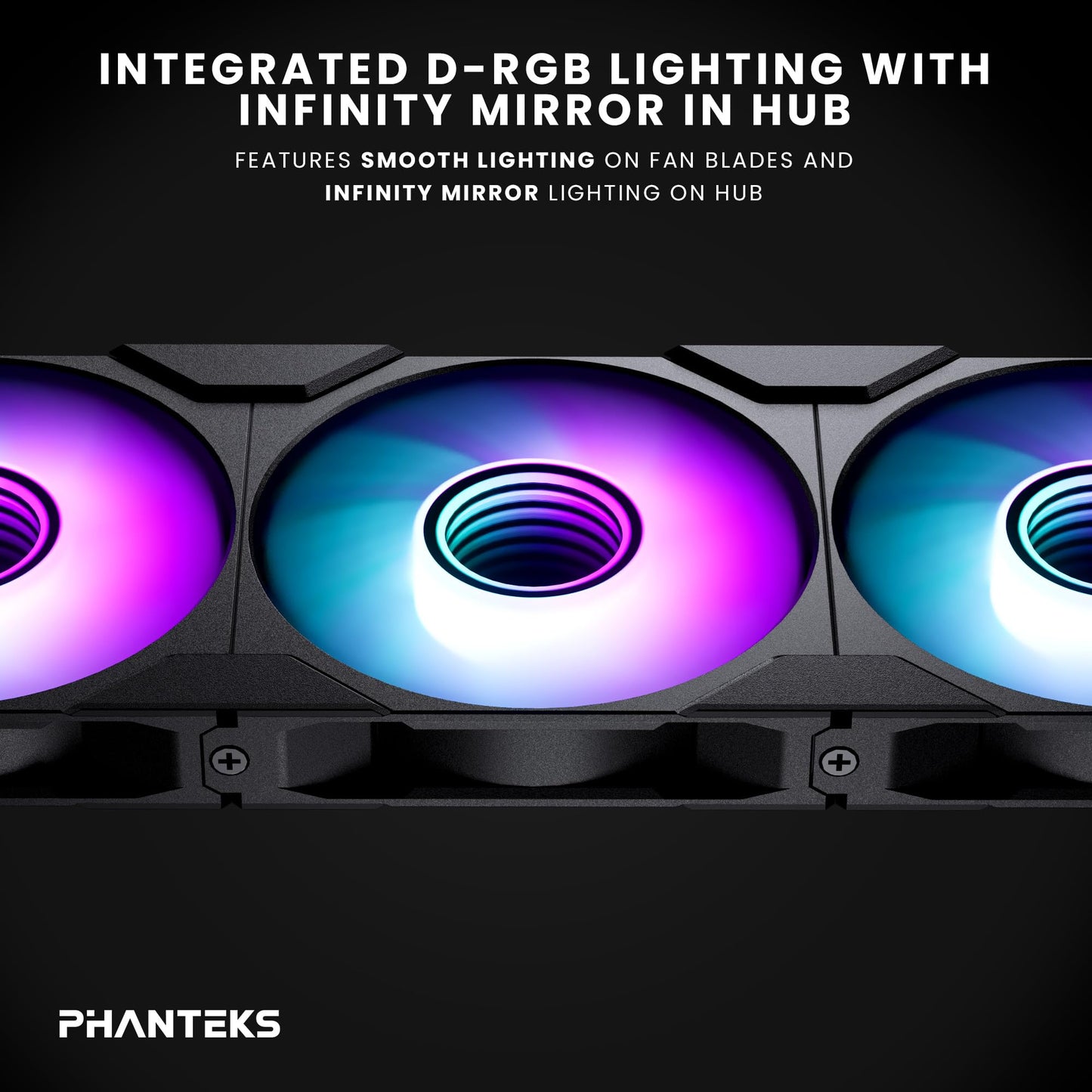 Phanteks M25-120 Gen2, 120mm ARGB High Performance Cooling Fan, Daisy-Chain Unified Fan Frame, Infinity Mirror hub, Single Cable Connection, Black