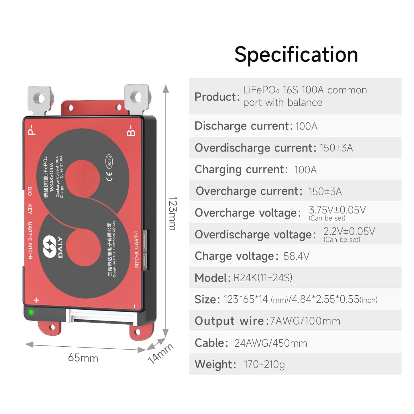DALY BMS 48V 16S 100A LiFePO4 - Smart Bluetooth Battery Protection Board for 48 Volt Lithium Battery Pack Golf Carts Electric Outboard Motors Solar…