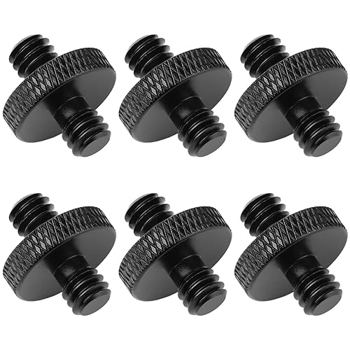 Frgyee 6 Pack 1/4" Male to 1/4" Male Threaded Tripod Screw Adapter Double Sided Standard Mounting Thread Converter for Camera Cage Mount