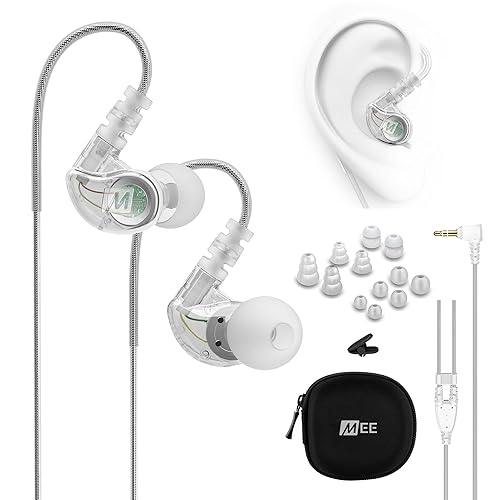 MEE audio M6 Sport Wired Earbuds, Noise Isolating In Ear Headphones, Sweatproof Earphones for Running/Gym/Workouts with Dynamic Enhanced Bass Sound