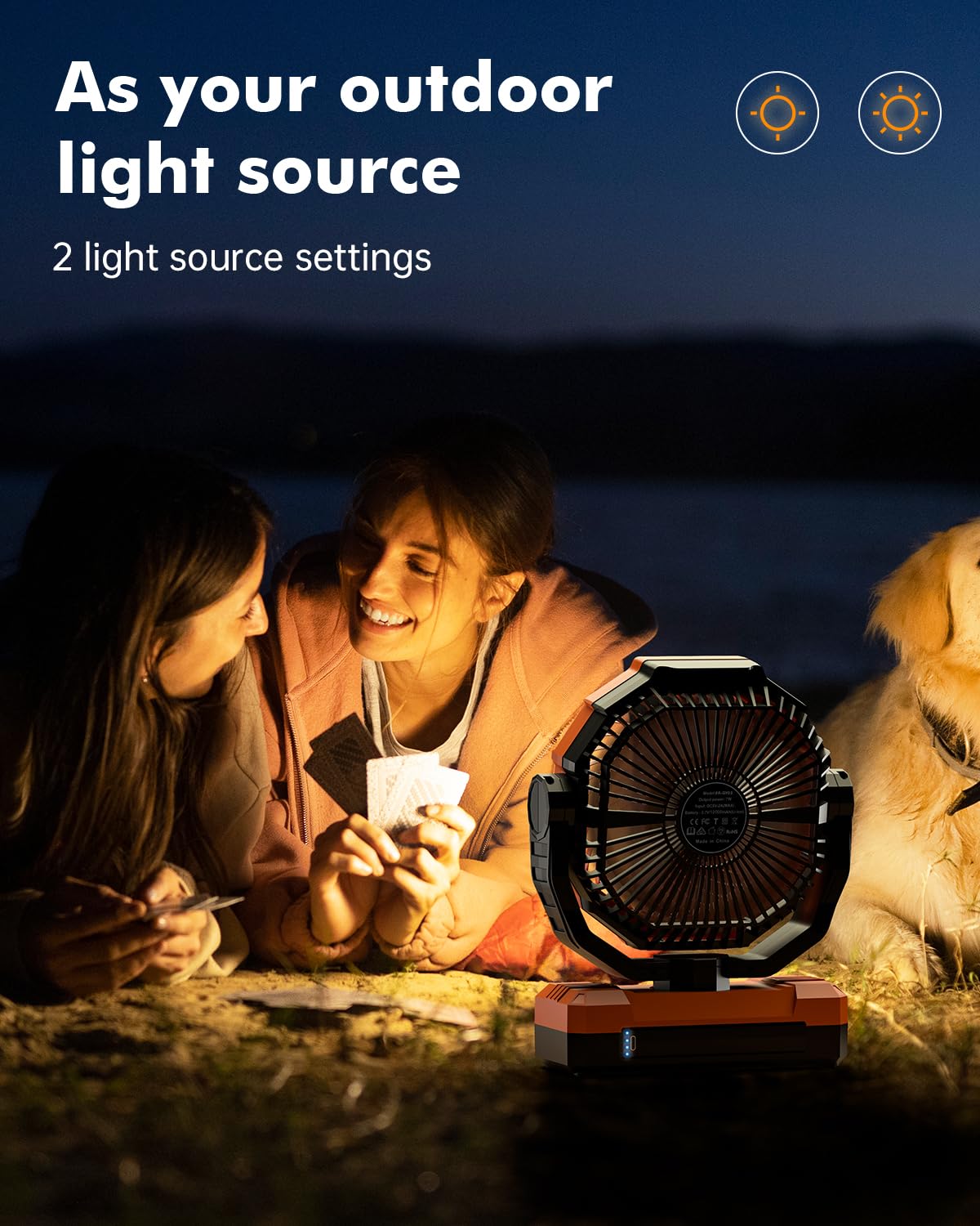 48000mAh Camping Fan, Detachable Battery Powered Portable Fan Rechargeable