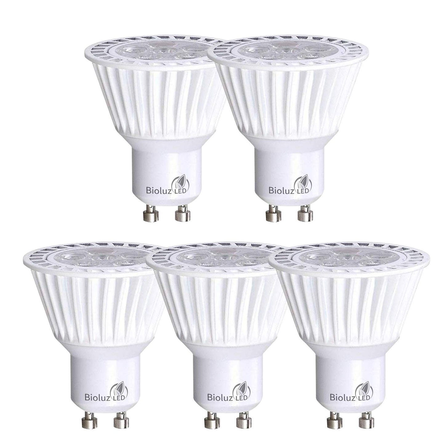 Bioluz LED 5 Pack LED Bulbs Commercial Grade GU10 LED Light Bulb Dimmable 3000K, 50W Halogen Replacement, LED Lights for Bedroom & Home Decor, 120V UL