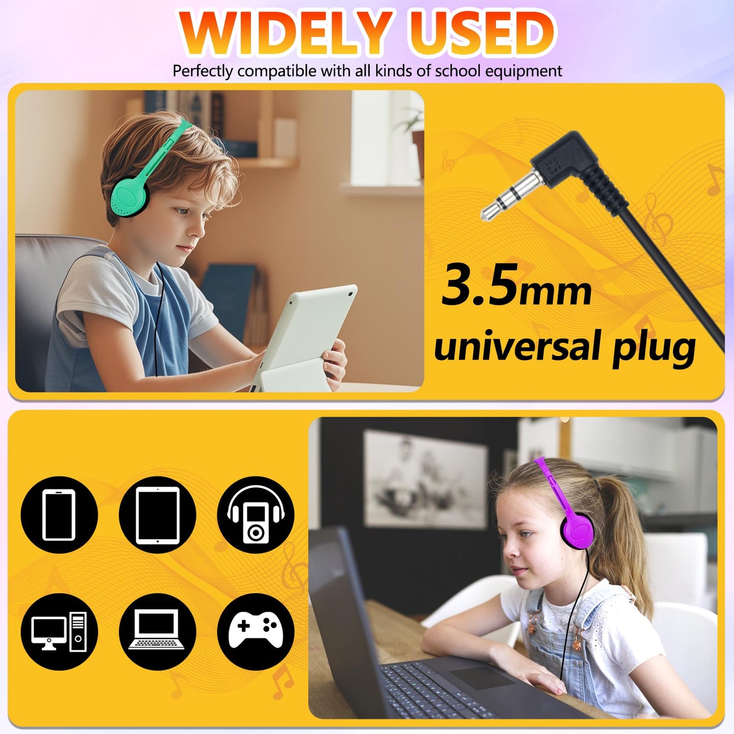YFSFQS Kids Headphones Bulk 30 Pack for School Classroom Student Children Boys Girls Teen Computer Class Set of Headphones for Students Multi Color