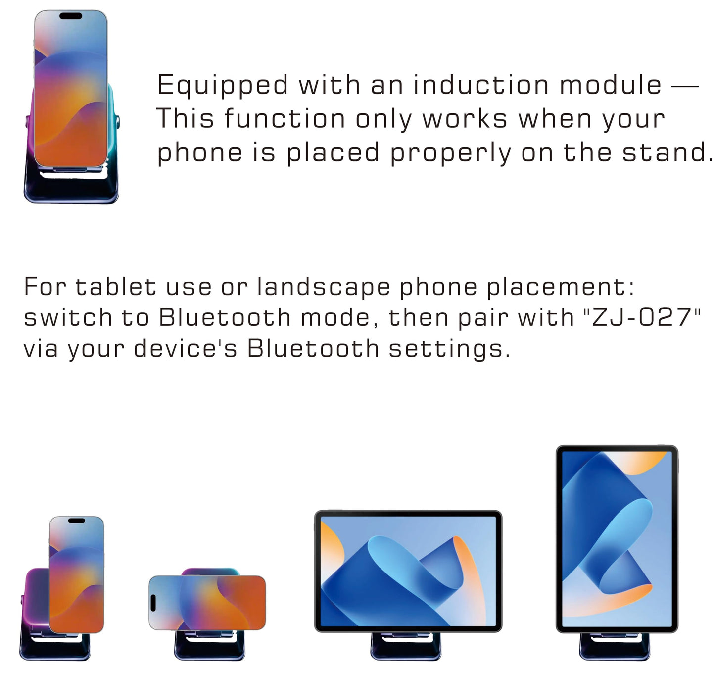 Induction Speaker, Innovative Tech Wireless Speaker Stand for Cell Phone Stand Holder with Bluetooth Audio Speaker Amplifier Dock Induction