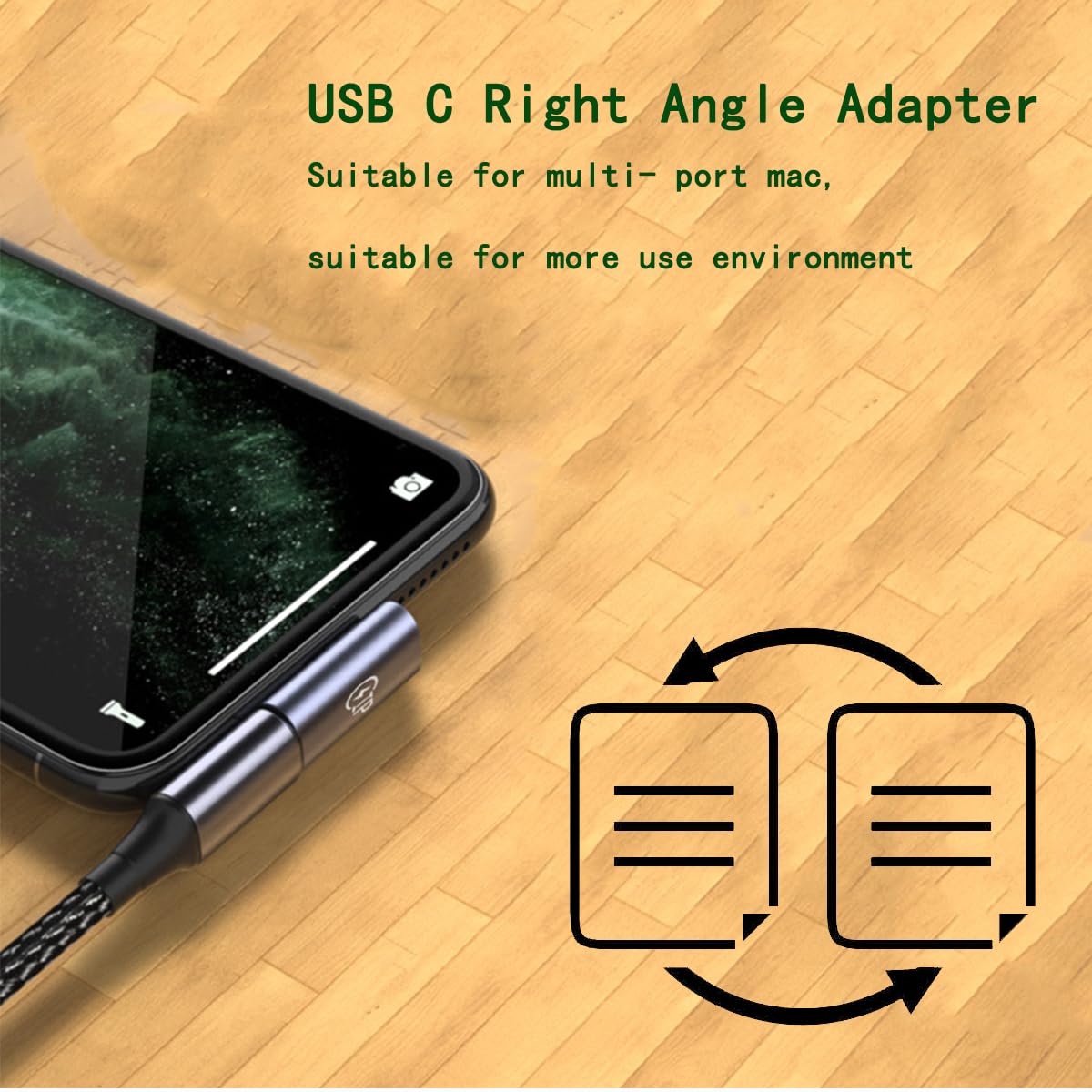 ZJKJHJY Type C Right Angle Adapter Type-C 90 Degree Male to Female Adapter Support 8K@60Hz Video 100W Fast Charging 40Gbps Data Transfer for USB-C…