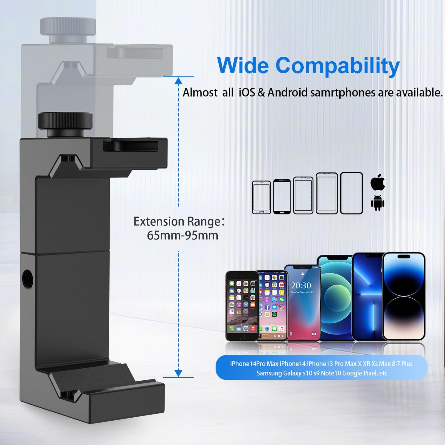 ULANZI ST-02S Aluminum Phone Tripod Mount w Cold Shoe Mount, Support Vertical and Horizontal, Universal Metal Adjustable Clamp for iPhone 12 11 Pro Xs