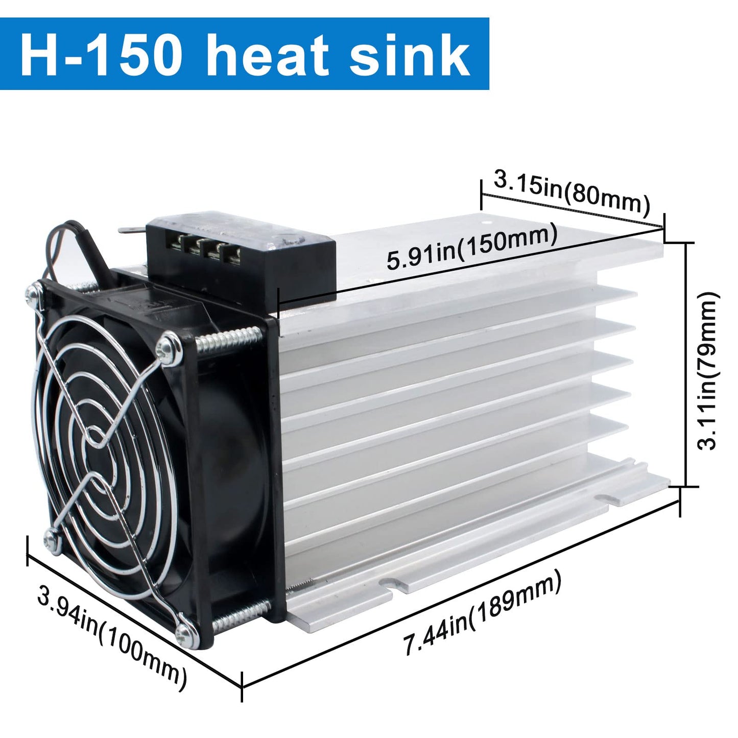 LCLCTC SSR Heat Sink with 120v Fan for Three 3 Phase Solid State Relay 10-100A;Radiator;Heatsink;Suitable for 40A 60A; Aluminum etc. (Heat Sink)