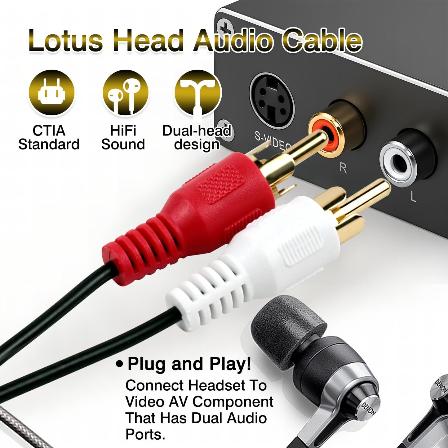 Brvlsoc 3.5mm Female to 2 RCA Male Splitter Audio Cable - Gold-Plated Stereo Y Adapter for TV, Smartphone, MP3, Tablet, Speakers & Home Theater