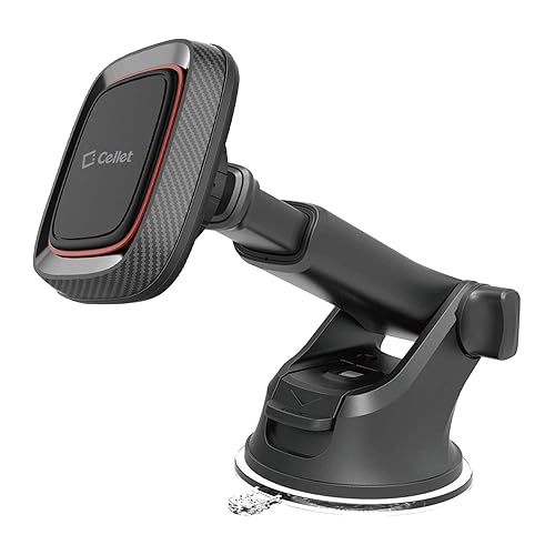 Cellet Magnetic Car Phone Mount, Dashboard & Windshield, Suction Cup Car Phone Holder, Telescopic Long-Arm Compatible with iPhone Samsung Galaxy