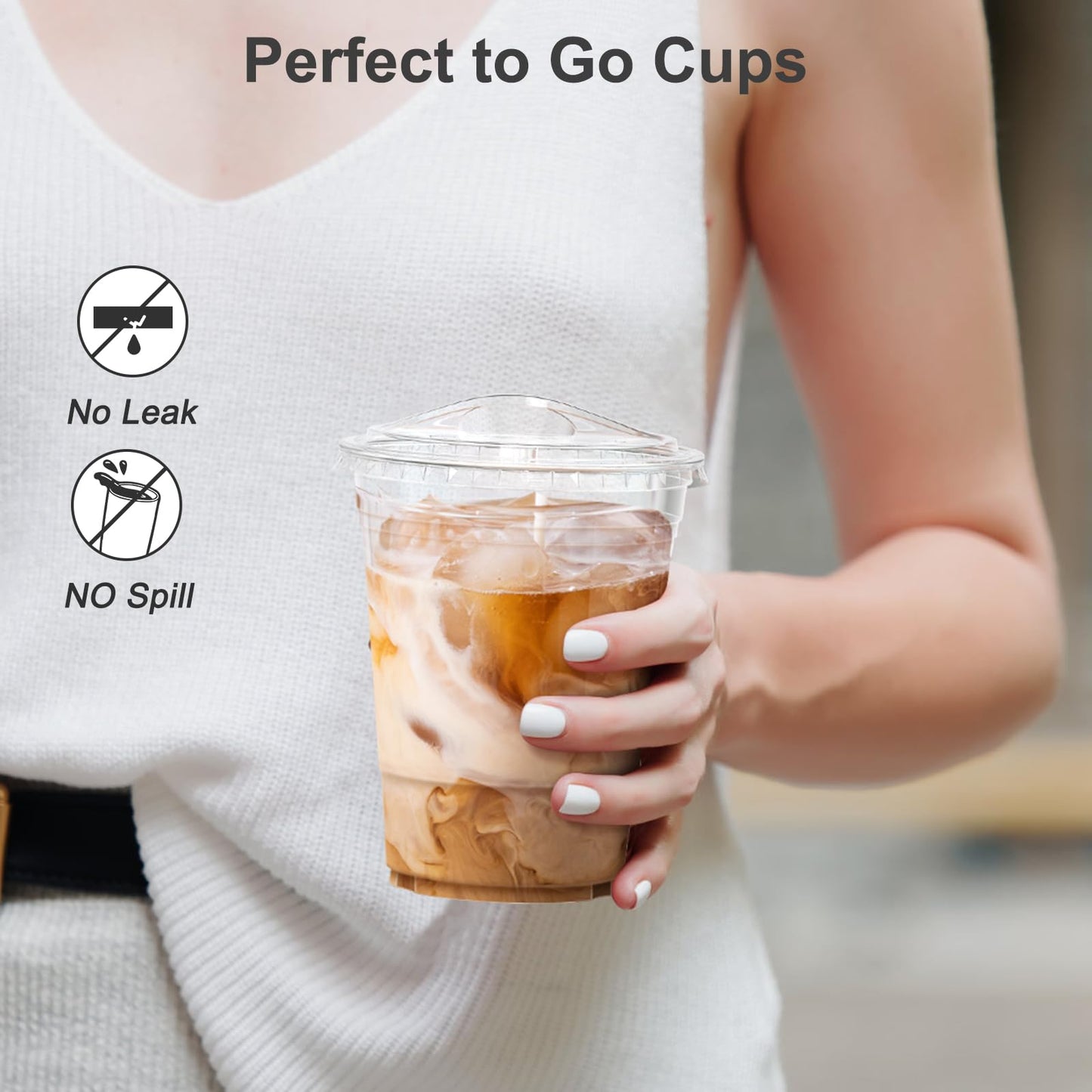 Dealusy 100-Pack 16oz Clear Plastic Cups with Sip Lids – Sturdy, Food-Safe Disposable Cups for Iced Coffee, Smoothies & Cold Drinks