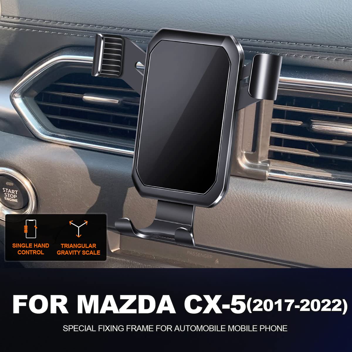 Cell Phone Mount, Holder for Mazda CX-5 2017 2018 2019 2020 2021 2022, Car Dashboard Cell Phone Holder Compatible with All Mobile Smartphones, Black