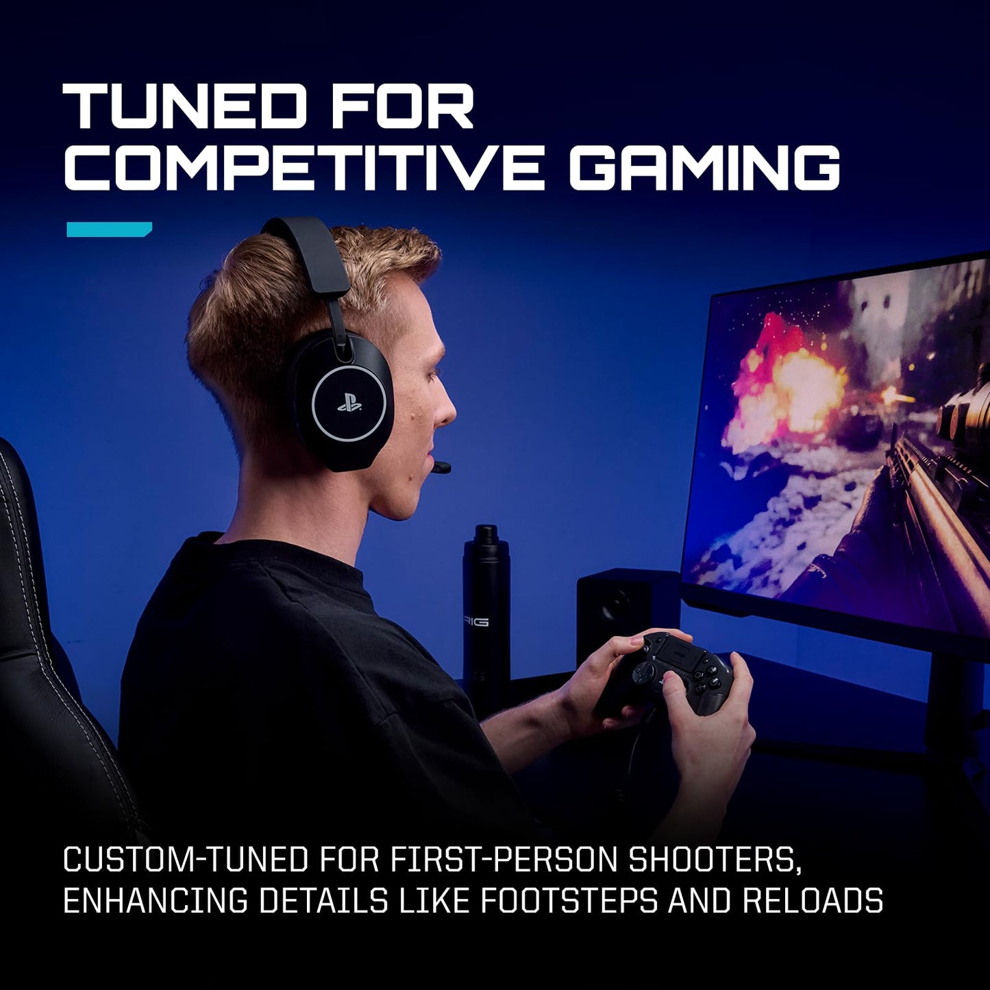 RIG R5 Spear PRO HS Competitive Wired Gaming Headset with Graphene Drivers Officially Licensed for PlayStation - Black