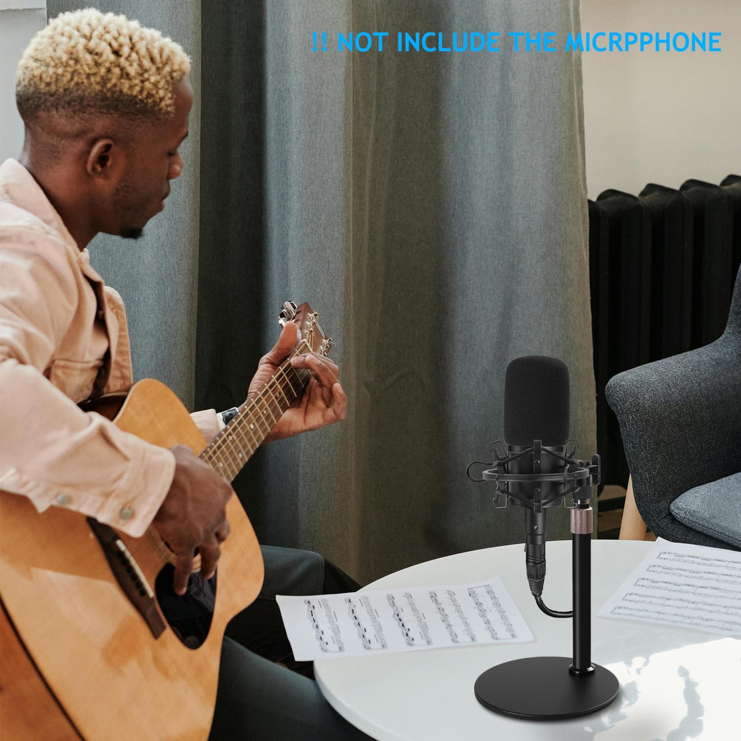 Audio Technica Mic Stand AT2020 with Shock Mount Foam Windscreen, AT2020 Microphone Stand with Pop Filter Shock Mount for Audio Technica AT2020