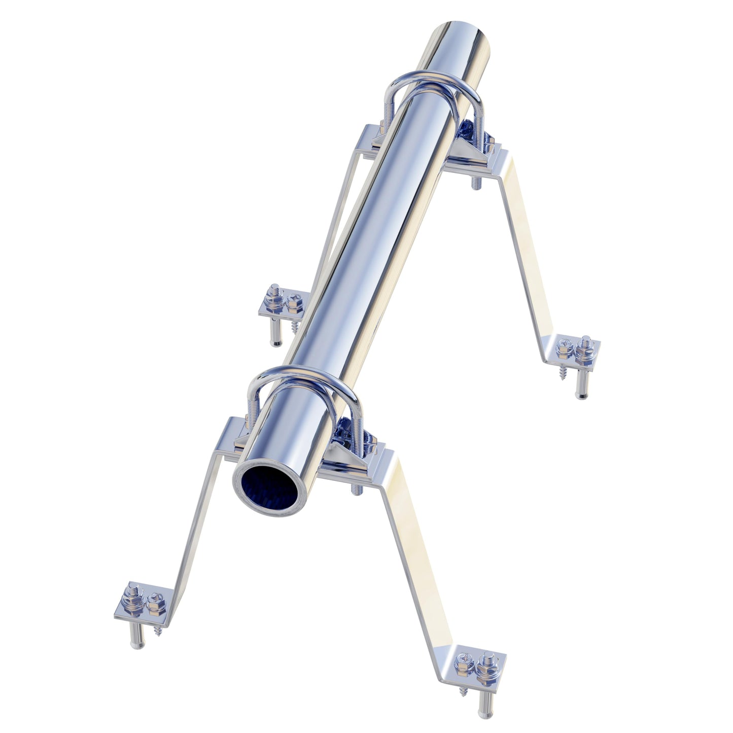 MOOKEERF 2 PCS Antenna Wall Mount with U-Bolts for 1"-2" OD Poles, Stainless Steel Double Antenna Mast Clamp Heavy Duty Mounting Kit for Antenna