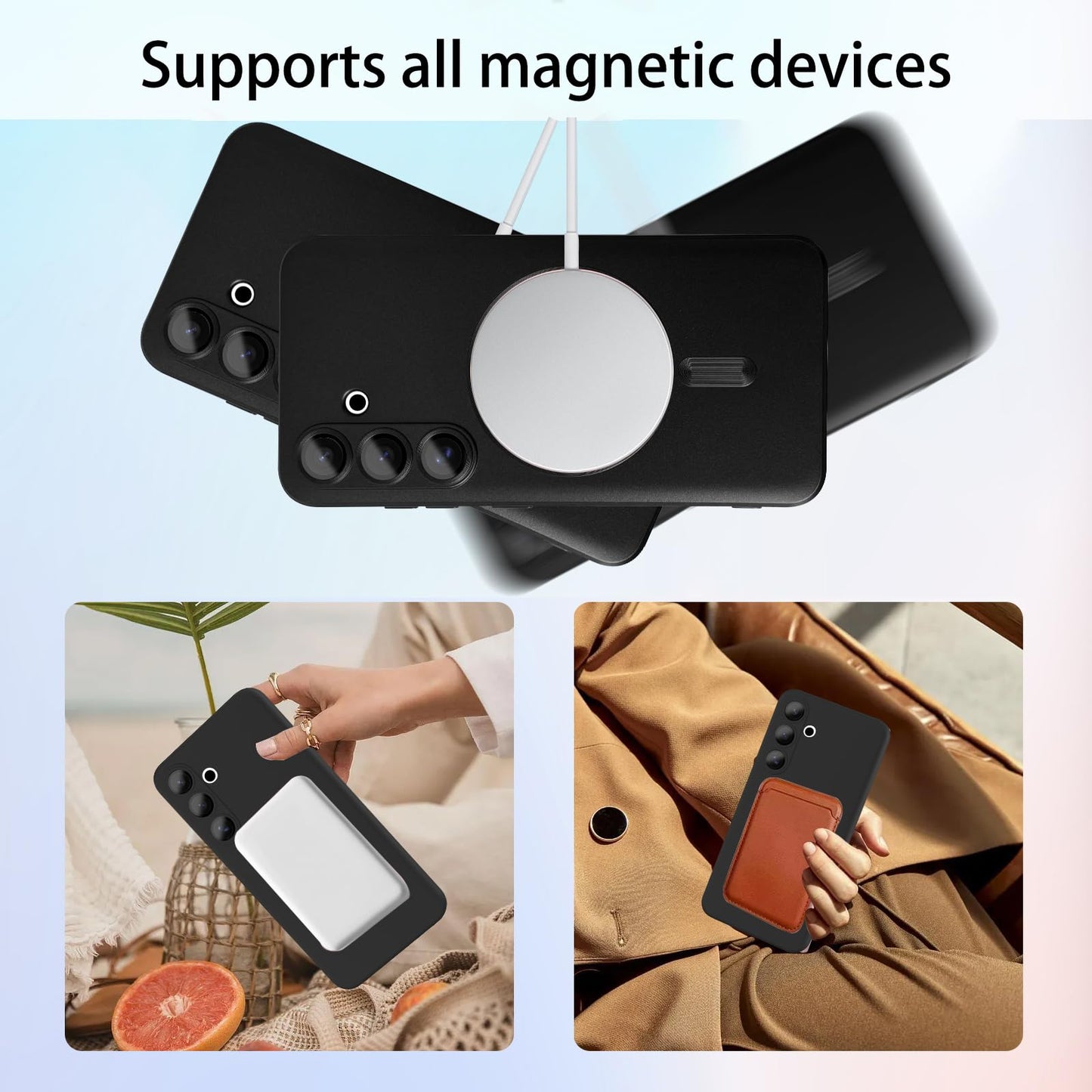 ankofave Magnetic for Samsung Galaxy S25 Phone Case for Women/Men, Matte Luxury Soft Metallic Luster Design with Camera Lens Protector, Shockproof