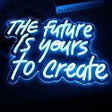 WonderfulLife The Future is Yours to Create Neon Sign for Wall Decor Suitable for Office Man Cave or Bedroom,Fresh Azure Letters Lights can Calm Your