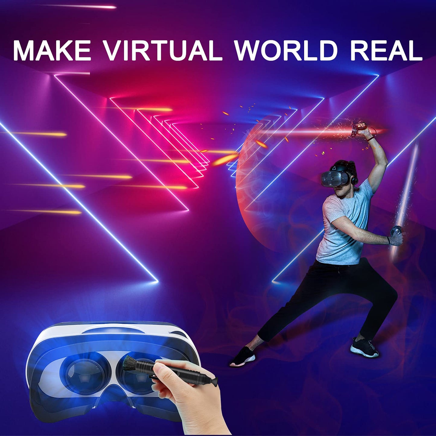 VR Headset Cleaning Kit, VR Lens Cleaner, Cleaner Kit for Meta Oculus Quest 2 3 /Xbox/PS/Wii/Switch, Face Cover Pad Game Controller AR VR Accessories