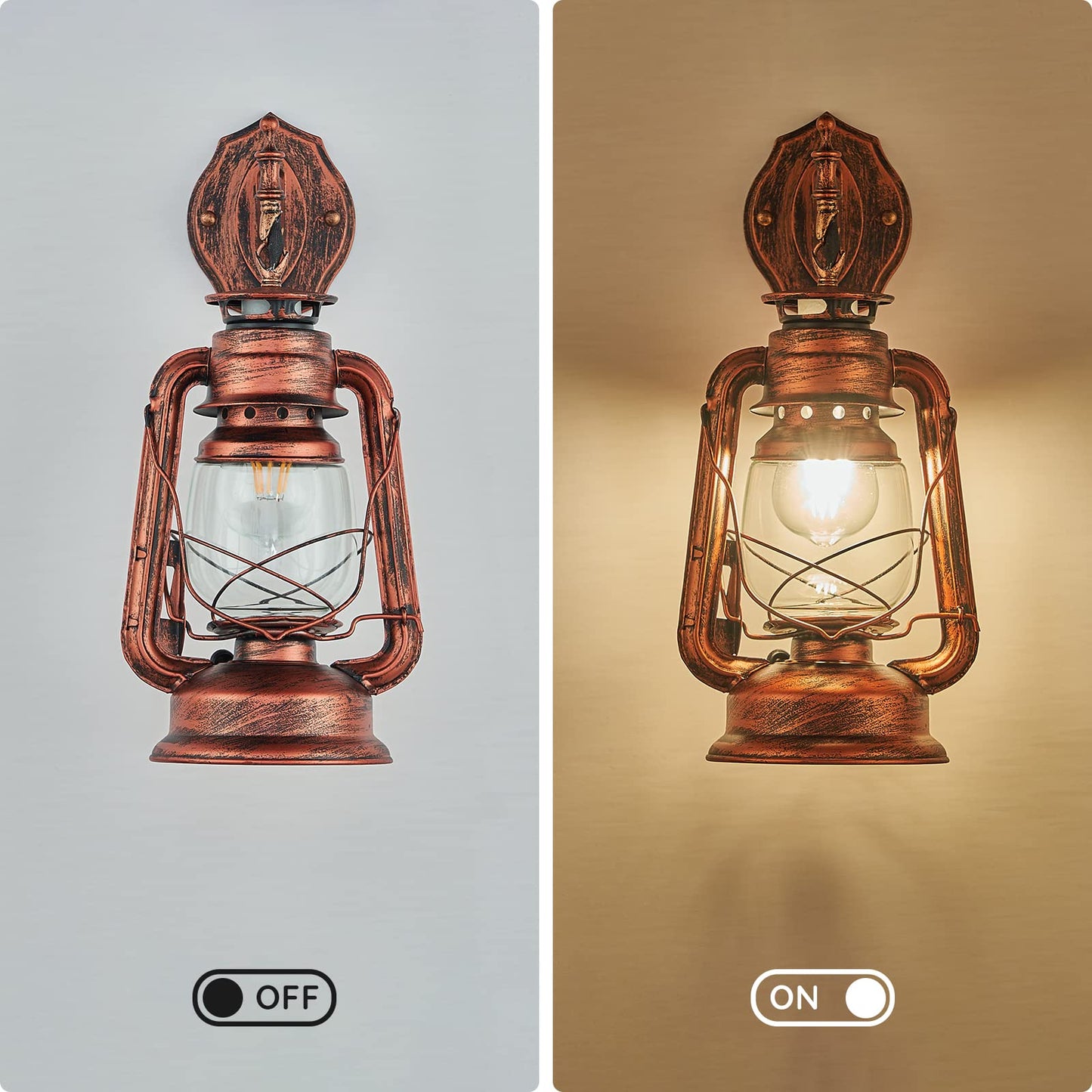 NOXARTE Rustic Wall Sconce Lighting Lantern Mounted Light with Glass Lampshade for Hallway Farmhouse Loft W7 x H15