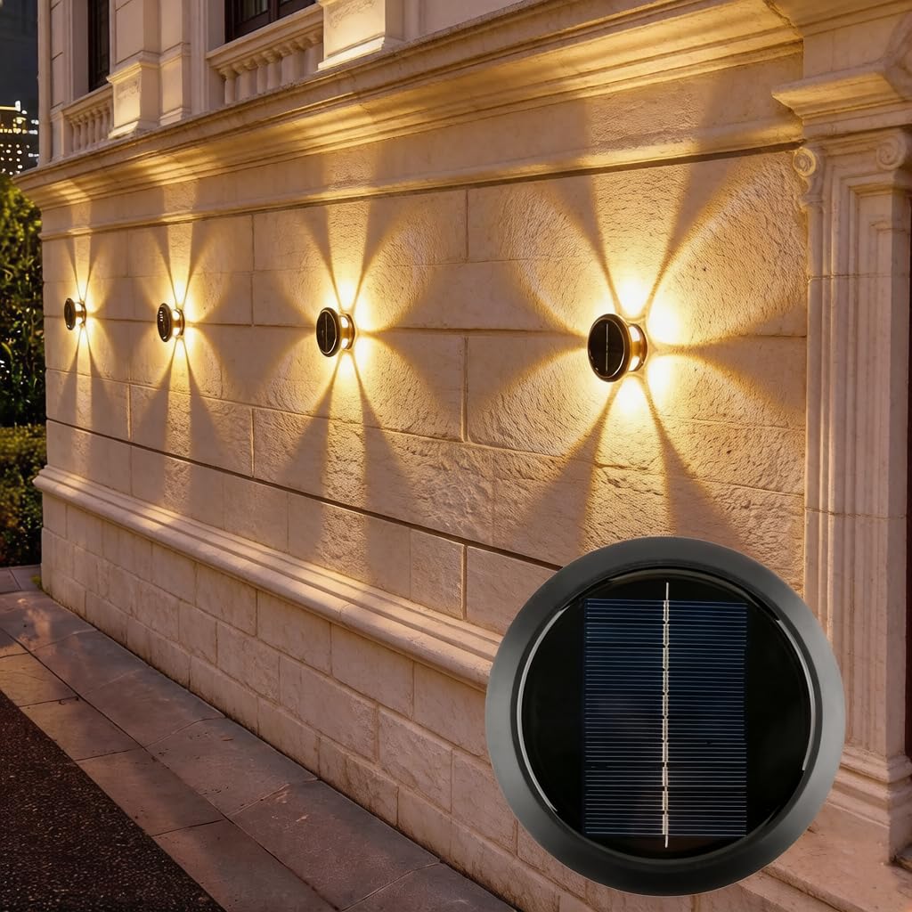 RAYOYASI Solar Lights, Ambiance Lights,wall Light, Decorative Light Downlights Dusk to Dawn Solar Wall Light Outdoor IP65 Waterproof for Backyard