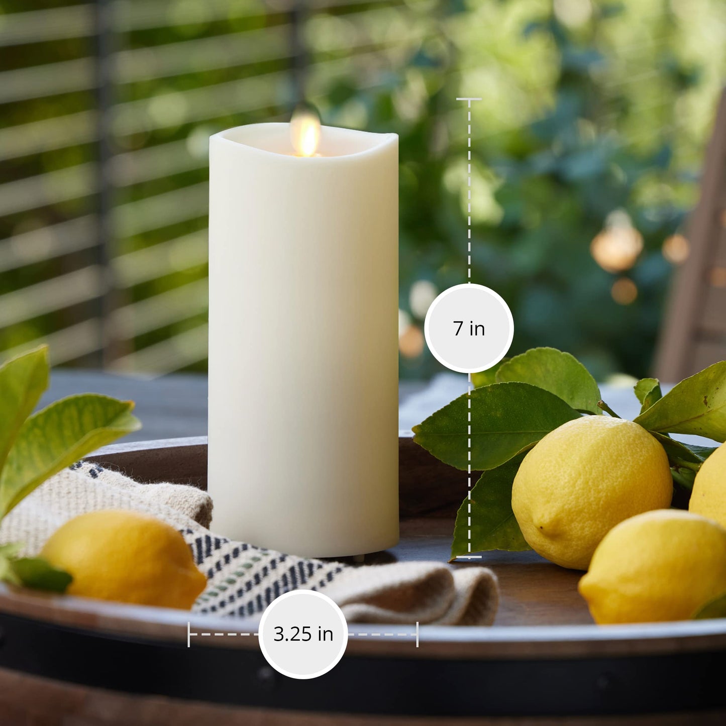 Luminara Pearl Ivory Outdoor Flameless Candle 3.25" x 7", Separate Remote, Moving Flame Flickering Realistic LED Battery Operated Pillar Lights Decor