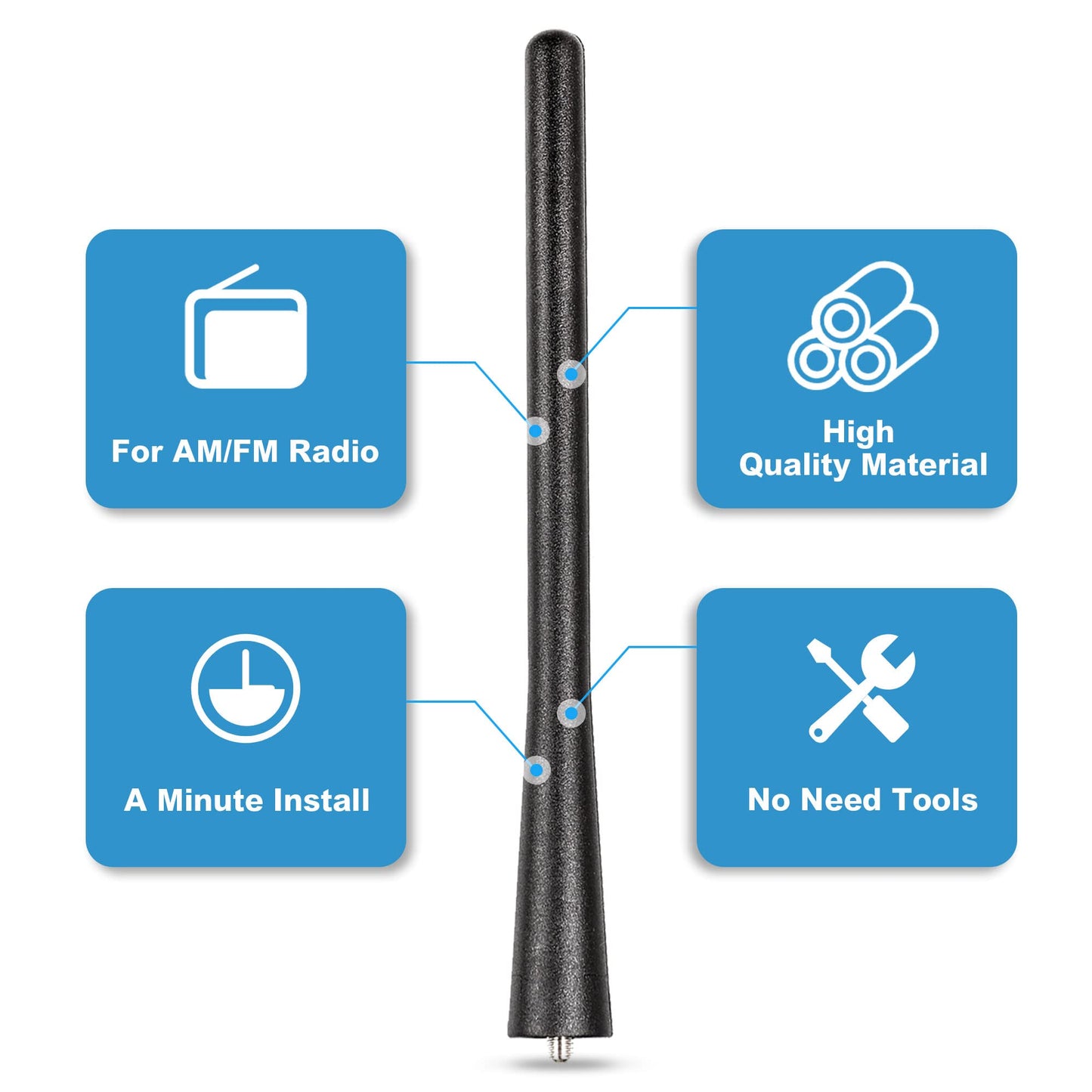 Anina 7" Car Short Antenna Mast Replacement for 2001-2019 Nissan Titan Rogue Pathfinder Car Washproof Antenna for Radio Signal Reception