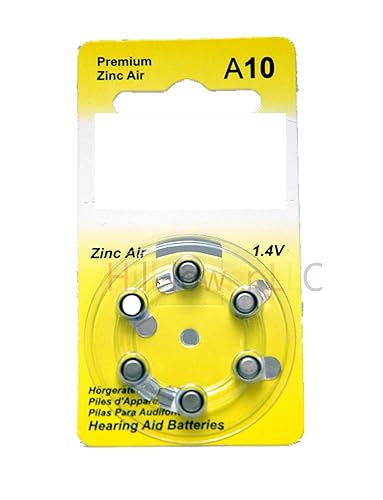 Hillflower 12 Pieces A10 Size 10 10A PR70 Card 1.45V Heavy Duty Long Duration Hearing Aid Zinc Air Battery
