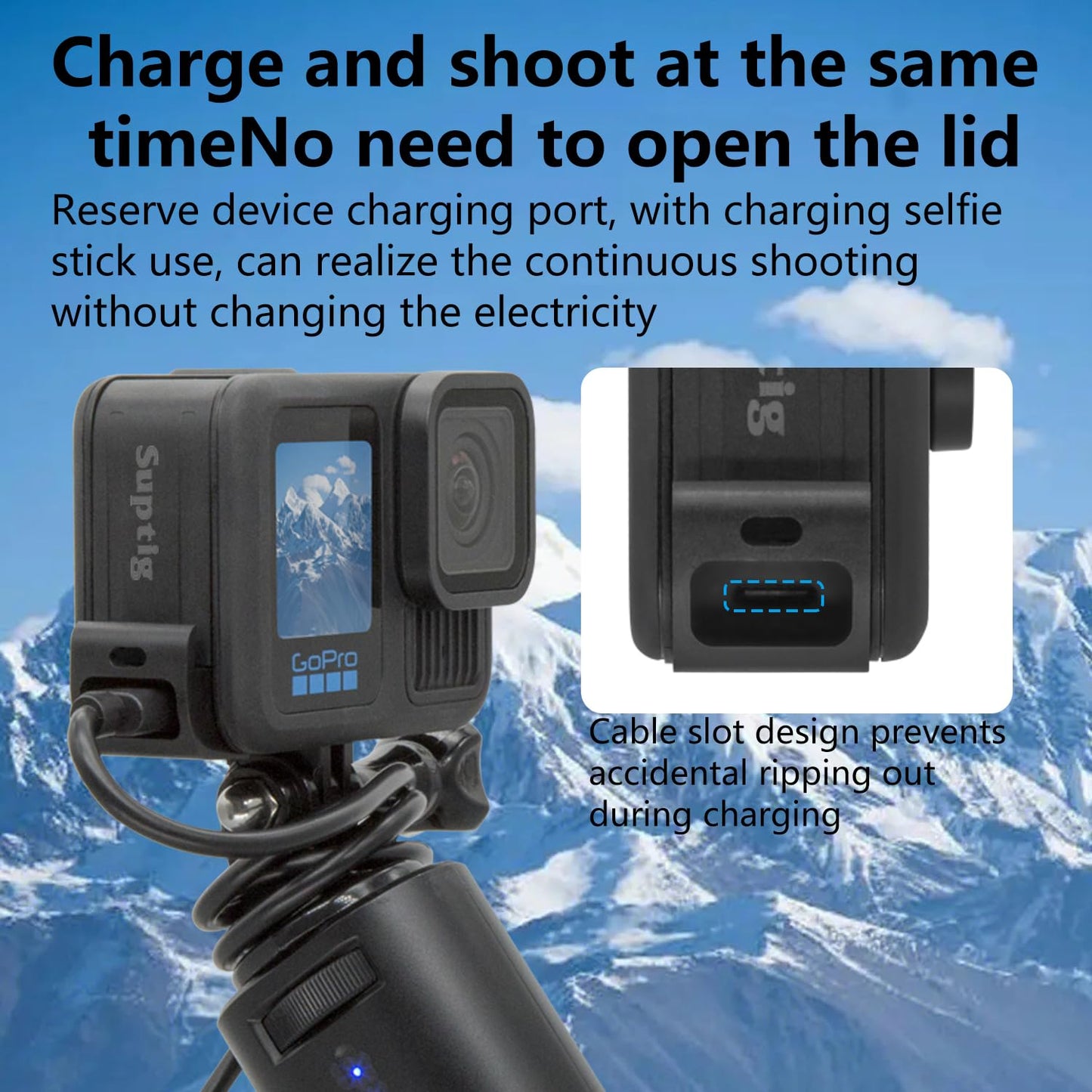 Suptig Upgraded Battery Door Cover, Replacement Side Door for GoPro Hero 13 Hero 12 Hero 11 Hero 10 Hero 9, Water Snow Resistant IPX 6 Waterproof.