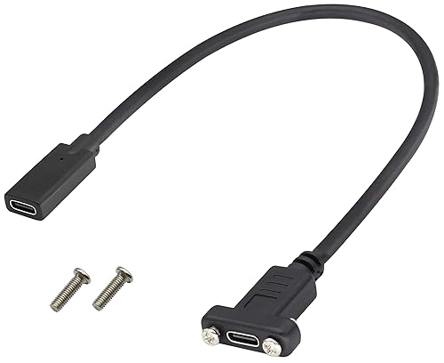 AAOTOKK 3.1Type C to USB C Panel Mount Screw Cable Gen 2 (3A) USB 3.1 Type C Female to Female Panel Mount Cable, Supports Charging,Data,Audio,Video