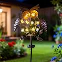 TAKE ME Owl Garden Solar Lights Outdoor, Solar Powered Stake Lights Chrismas Gifts Garden Gifts Mom Wife Grandma - Metal OWL LED Decorative