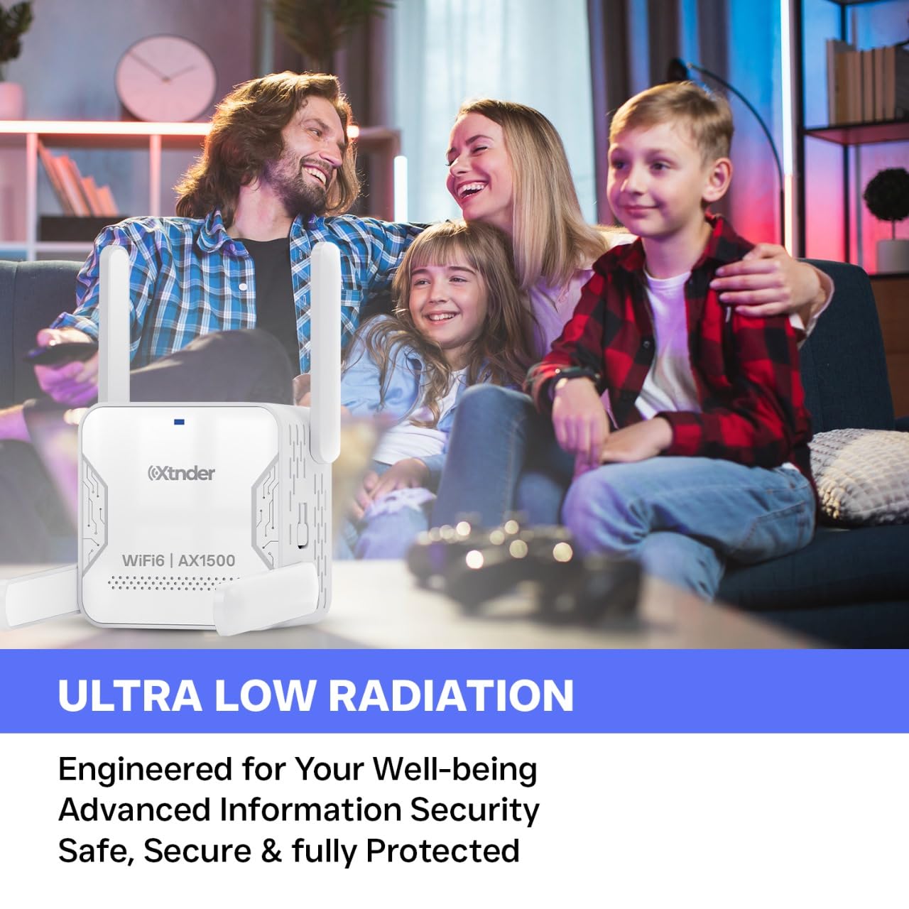 WiFi Extender AX1500 Signal Booster Long Range, Covers 13,000 Sq.Ft & 100+ Devices, 1500Mbps Dual-Band 5.8GHz & 2.4GHz WiFi Extender with Ethernet