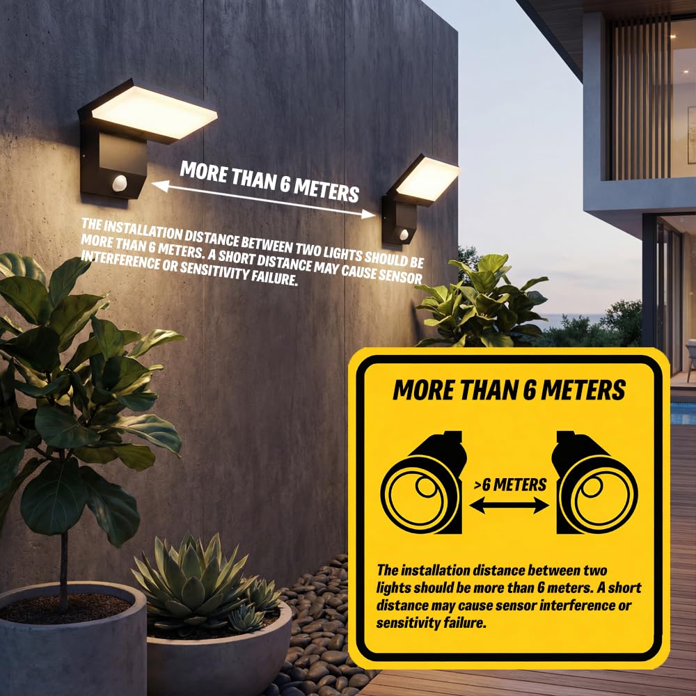 LITMYHU 18W Motion Sensor Outdoor Lights Wired Wall Lights Motion Lights for Outside 180°Folding Aluminum Black IP65 3000K Porch Lights Outdoor