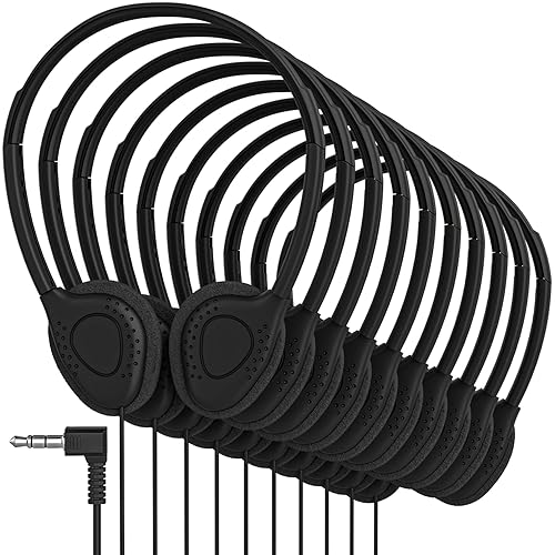 Maeline Bulk Headphones with 3.5 mm Headphone Plug - 40 Pack - Black