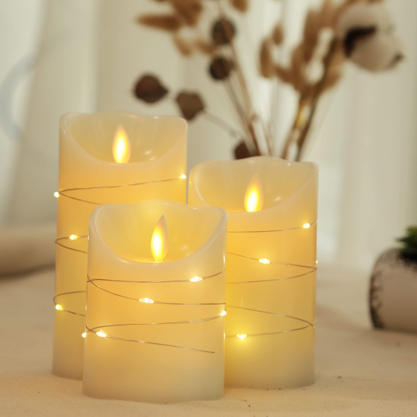 simpdecor LED Flickering Flameless Candles with Remote - Battery Operated Fairy Lights for Bedroom Decor Aesthetic, Fall Home Decor, Fireplace
