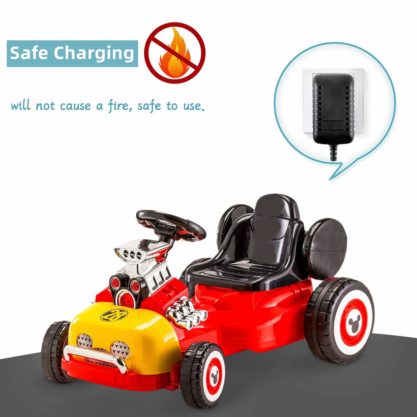 SLLEA Barrel Tip AC/DC Adapter for Minnie Mouse Girls Convertible 6V Disney Mickey Roadster Racer 6-Volt Battery-Powered Ride-On 17096 RideOn…
