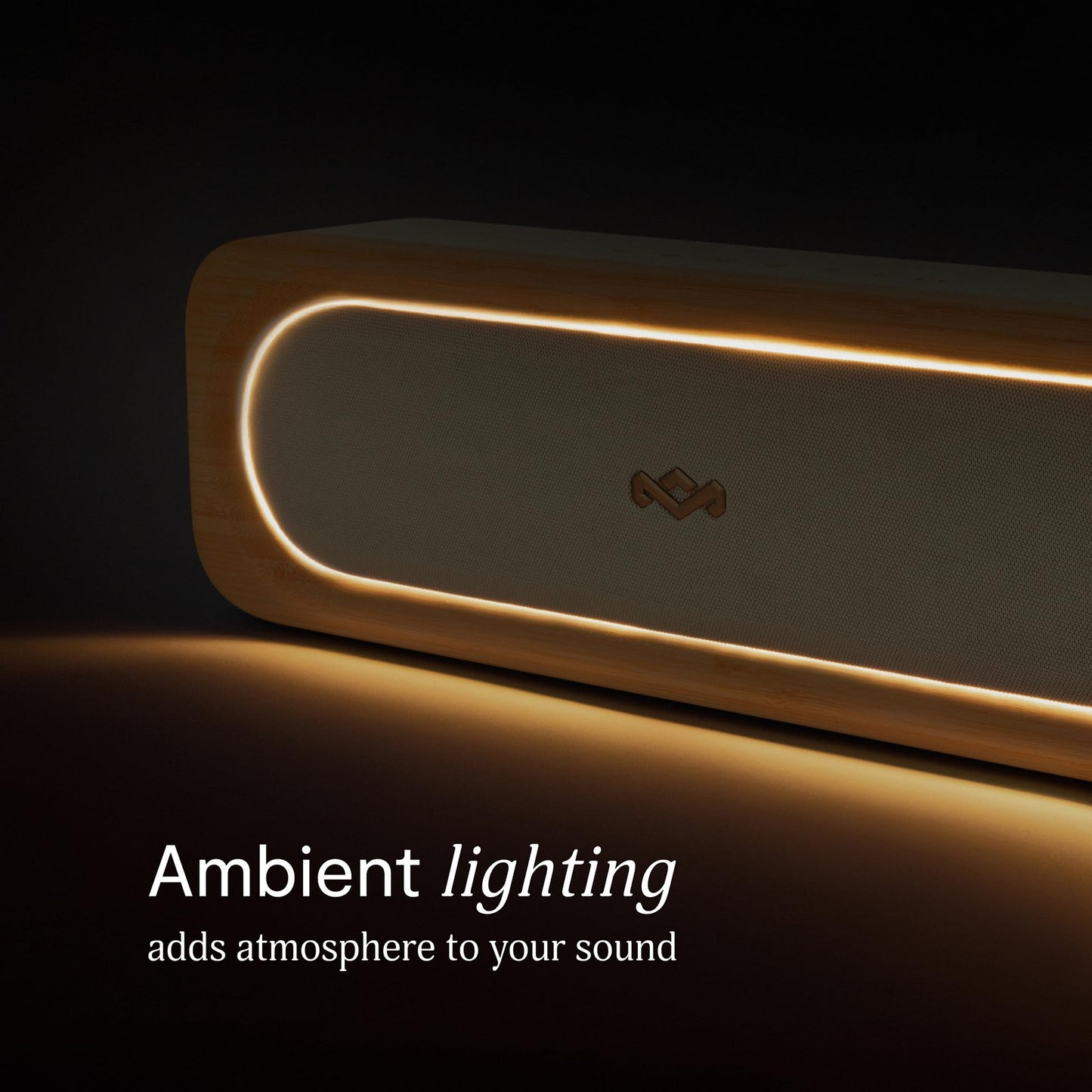 House of Marley Get Together 3 Bluetooth Speaker, 10Hr Playtime, USB-C Fast Charging, EQ Sound Modes, Ambient LED Light, 30m Wireless Range, Bamboo