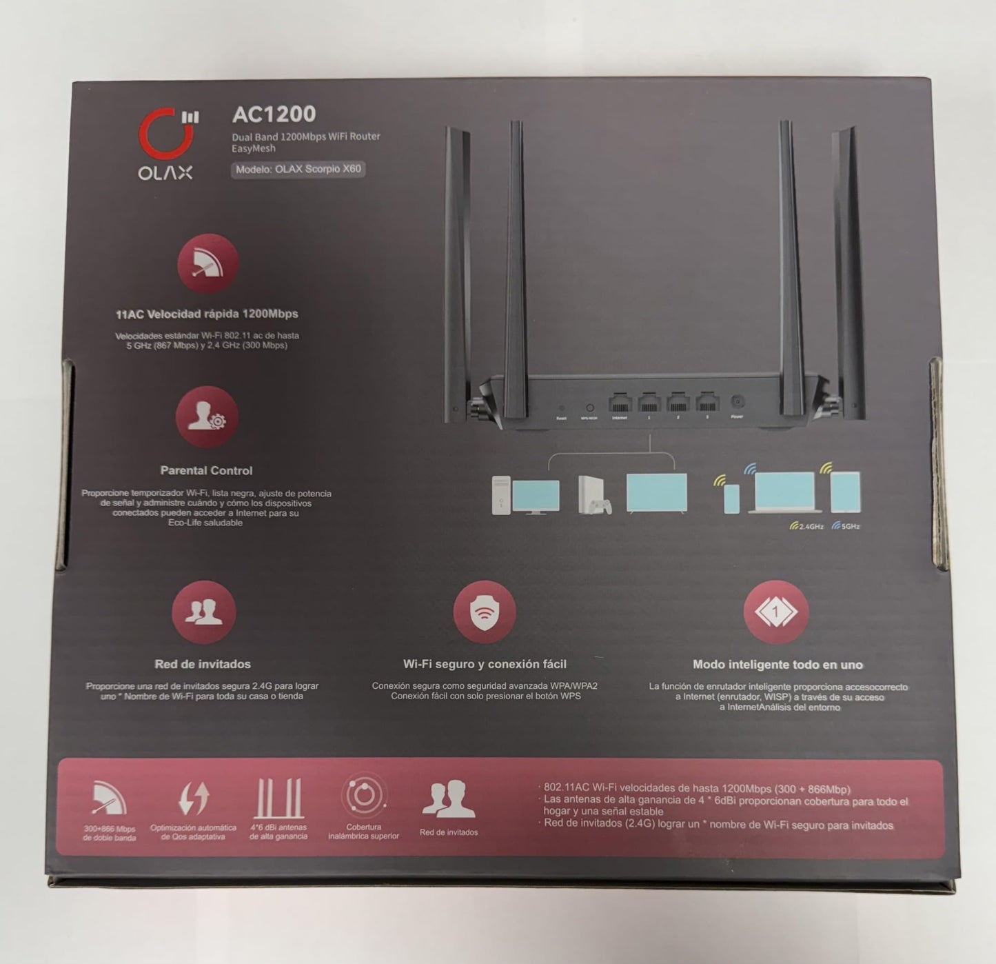 OLAX Scorpio X60 AC1200 Dual Band WiFi Router, 1200Mbps Wireless Mesh Router with MU-MIMO, Full Gigabit, WPA3 Security, Parental Control, Smart
