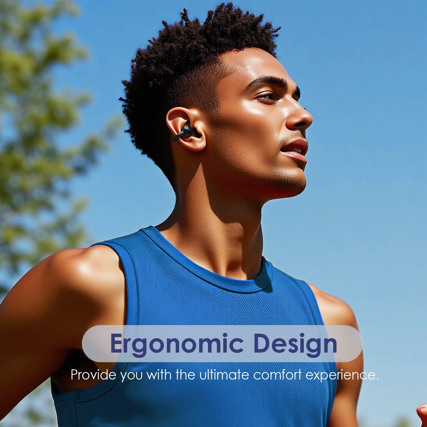 Open Ear Ring True Open Ear Headphones, Lightweight Comfort Open Ear Clip Wireless Earbuds, 40H Play Bluetooth 5.4 Headphones with Smart Digital