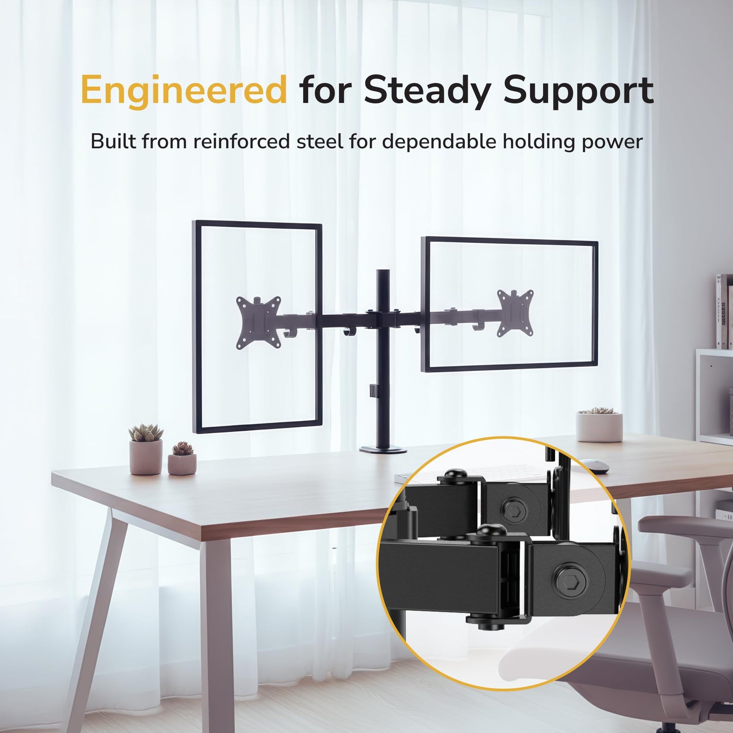 Mount-It! Dual Monitor Stand, Full Motion Desk Mount for 2 Screens up to 32” and 19.8 lbs Each, Tilt Swivel Rotate, VESA 75x75 & 100x100, Adjustable