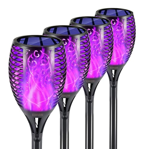 EOYIZW Solar Lights Outdoor, 4 Pack Premium 99 LEDs Purple Halloween Decorations Solar Lights - IP65 Waterproof Garden Outdoor Decor for Halloween
