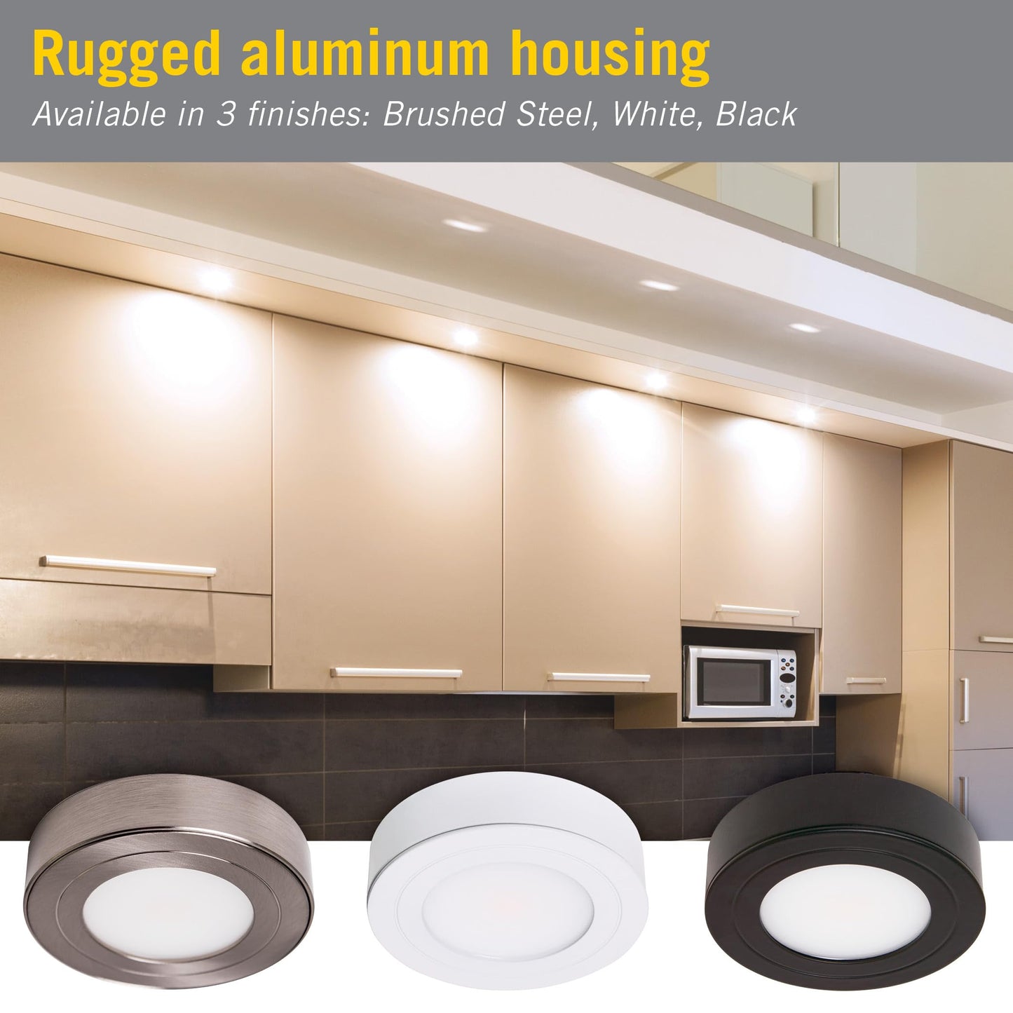 Armacost Lighting PureVue Dimmable Under Cabinet LED Puck Light, 5000K (Daylight-White Light), 2.75 Inch, White Finish - 253412