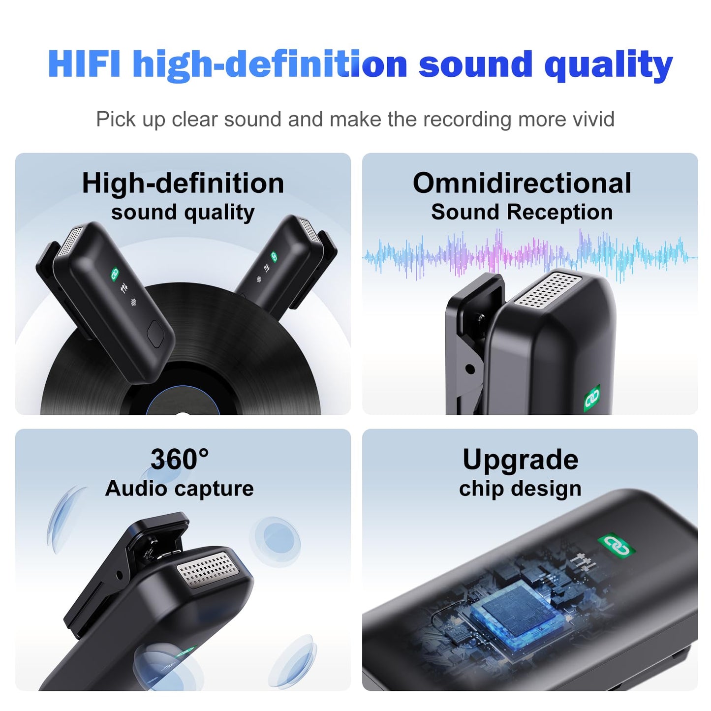 voijump Wireless Microphone for iPhone 15 16, Android, Lavalier Mini Mic for Video Recording, Vlogging, Podcast, Clip on Lapel Microphone with Noise