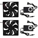 2PCS Blower Cooling Fan 120x25mm 110V 220V AC Powered Cooling Fan Dual-Ball Bearings 3 to 12V Speed Controller Fan for Receiver DVR Compatible