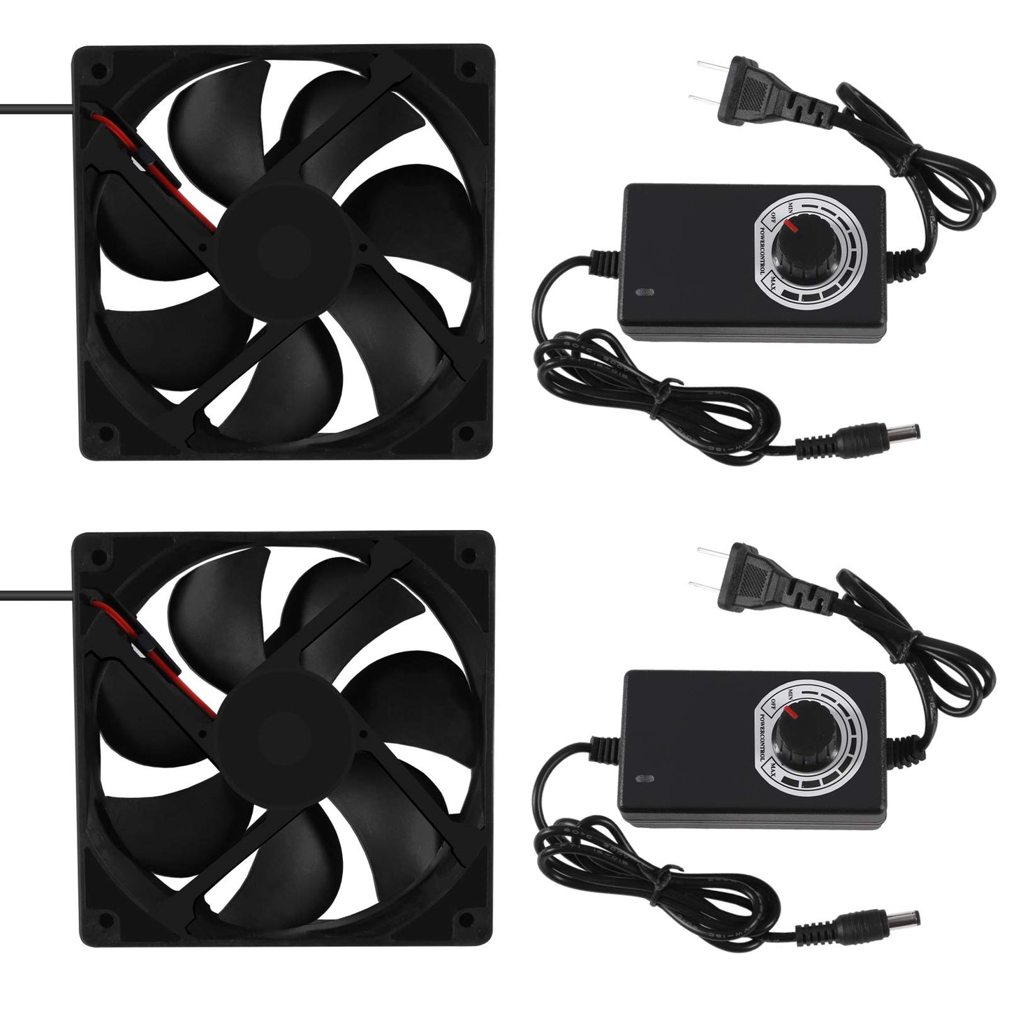 2PCS Blower Cooling Fan 120x25mm 110V 220V AC Powered Cooling Fan Dual-Ball Bearings 3 to 12V Speed Controller Fan for Receiver DVR Compatible