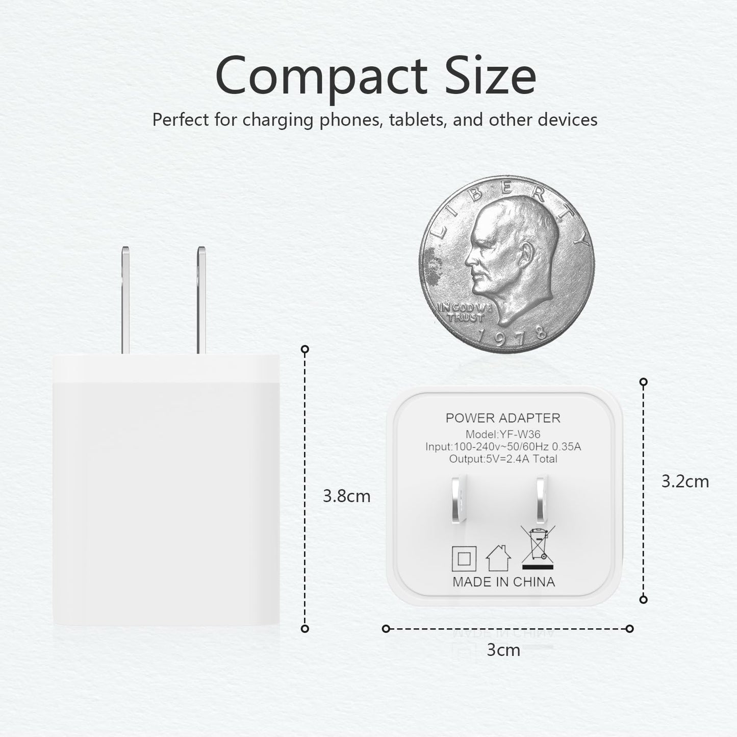 6Pack USB Wall Charger, iGENJUN 2.4A/5V Dual Port USB Cube Power Adapter Charger Plug Block Charging Box Brick for iPhone 16 15 14 13 Pro Max SE XS XR